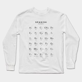 Spanish Alphabet Chart, Espanol Language Chart, White Long Sleeve T-Shirt